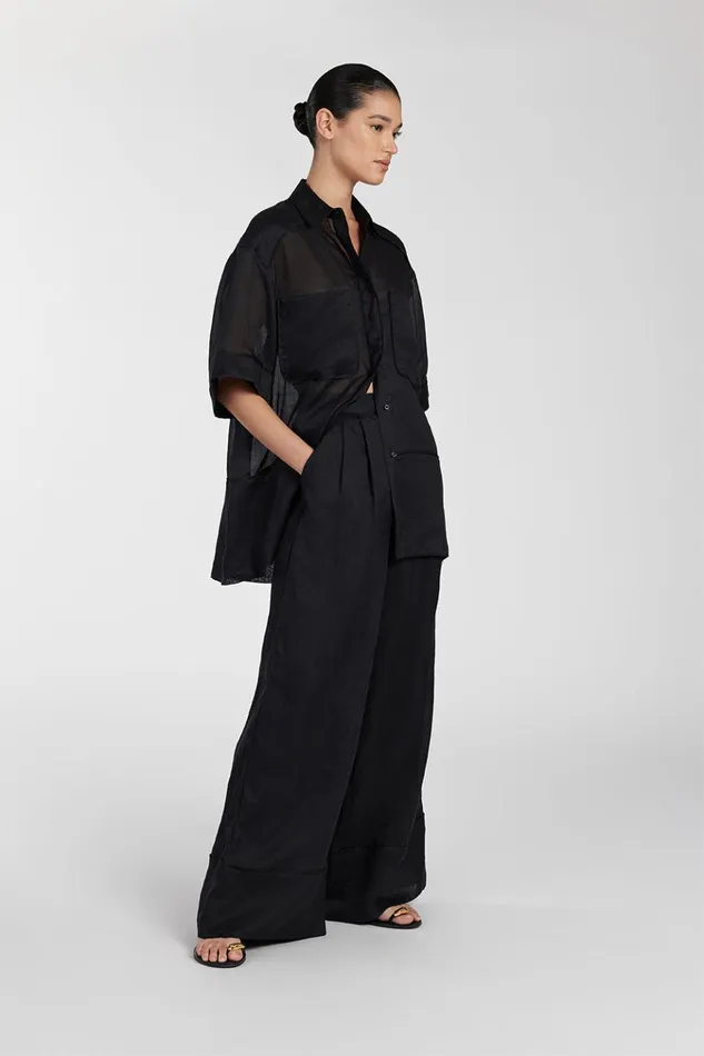 Women Pants DISSH KAI BLACK RAMIE RESORT PANT