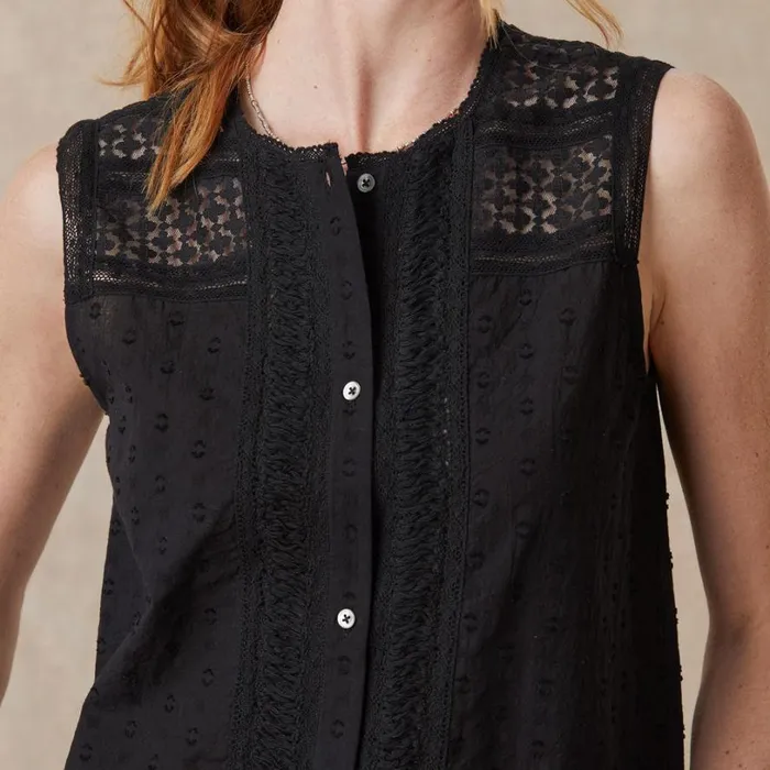Women Paola Lace Shell Black Sundance Catalog Tops
