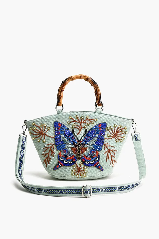 Women Periwinkle Blue Butterfly Mini Tote Totes America and Beyond