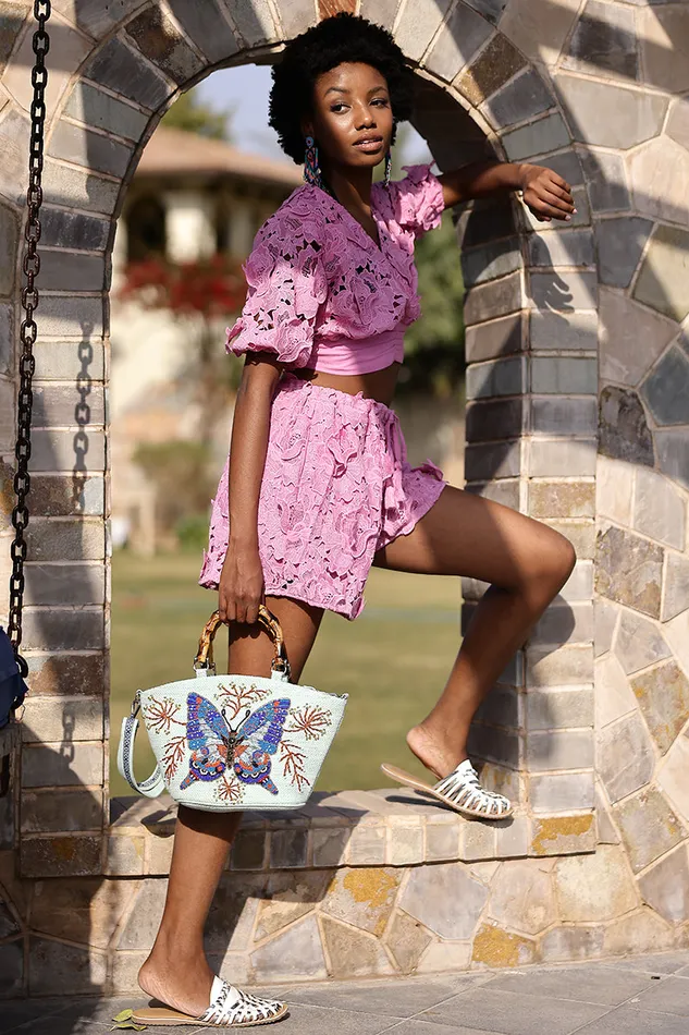 Women Periwinkle Blue Butterfly Mini Tote Totes America and Beyond