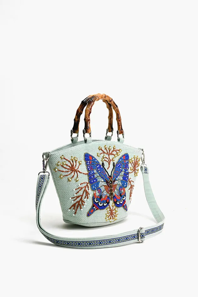 Women Periwinkle Blue Butterfly Mini Tote Totes America and Beyond