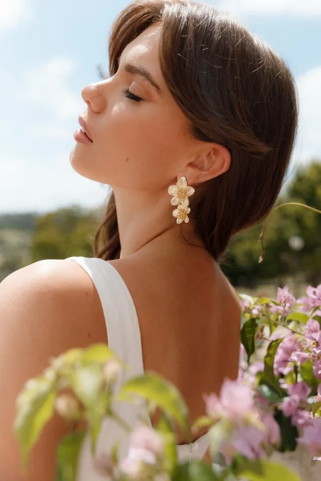 Women Petal and Pup Alexa Flower Earrings Gold Earrings