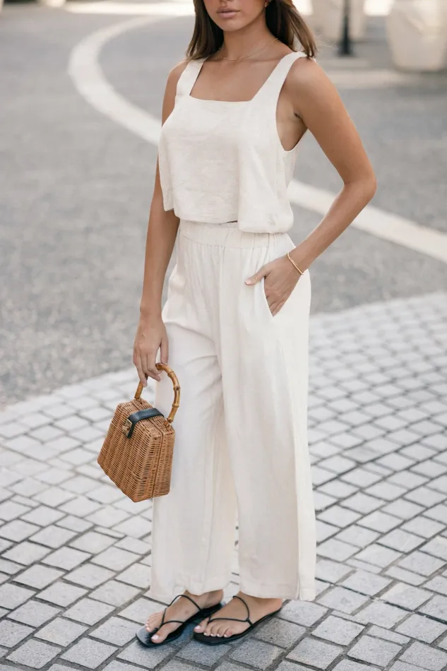 Women Petal and Pup Eleanor High Waisted Pants Beige Pants