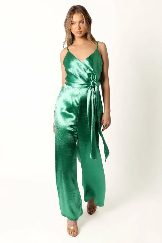 Women Petal and Pup Jessica Jumpsuit Emerald Jumpsuits and Rompers