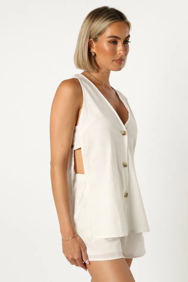 Women Petal and Pup Miller Short Set White Matching Sets