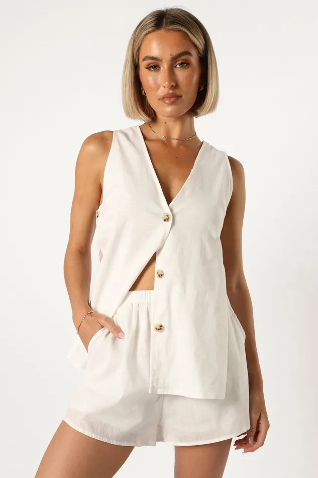 Women Petal and Pup Miller Short Set White Matching Sets