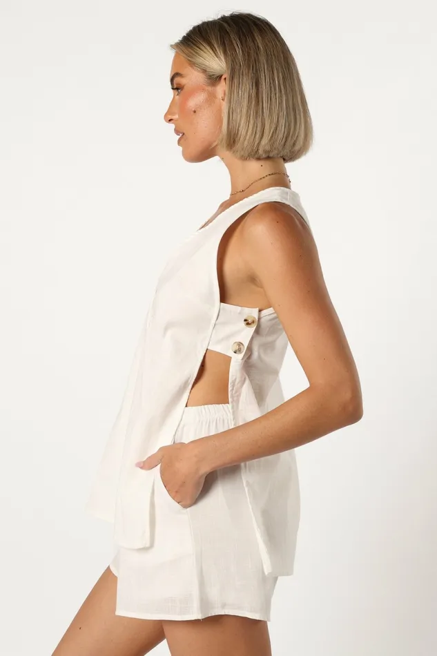 Women Petal and Pup Miller Short Set White Matching Sets