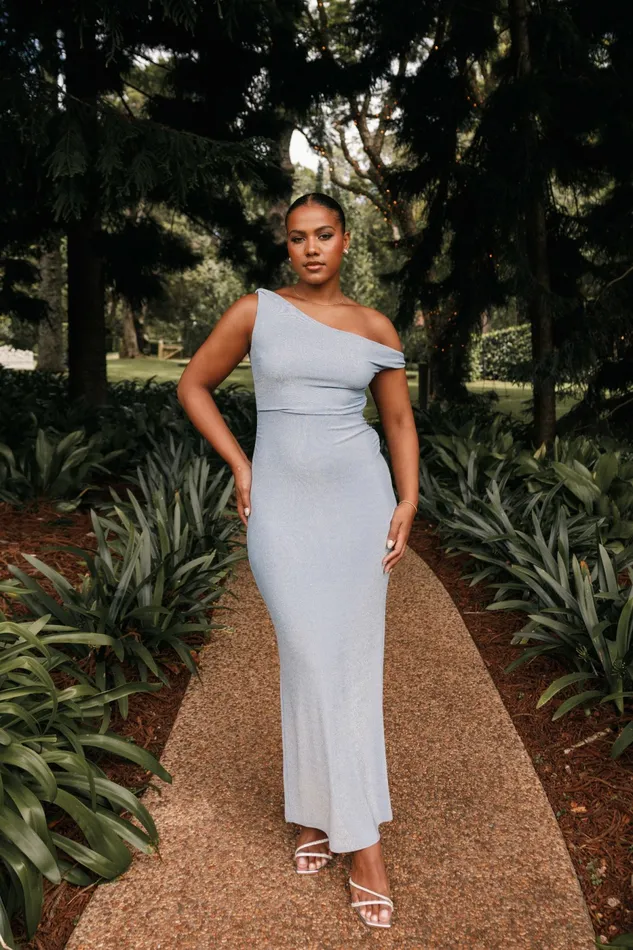 Women Petal and Pup Sebastian Off Shoulder Maxi Dress Blue Event Dresses