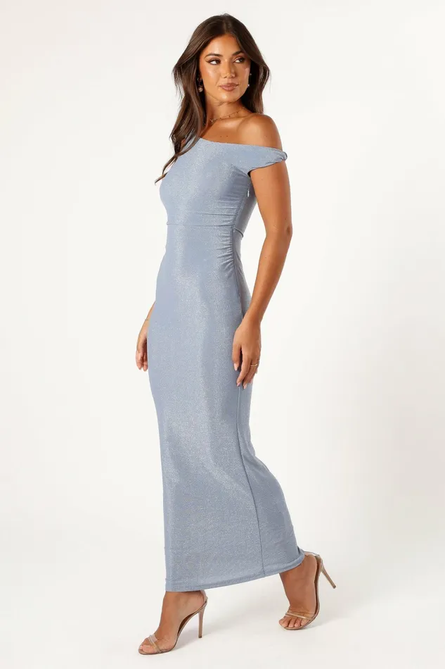 Women Petal and Pup Sebastian Off Shoulder Maxi Dress Blue Event Dresses