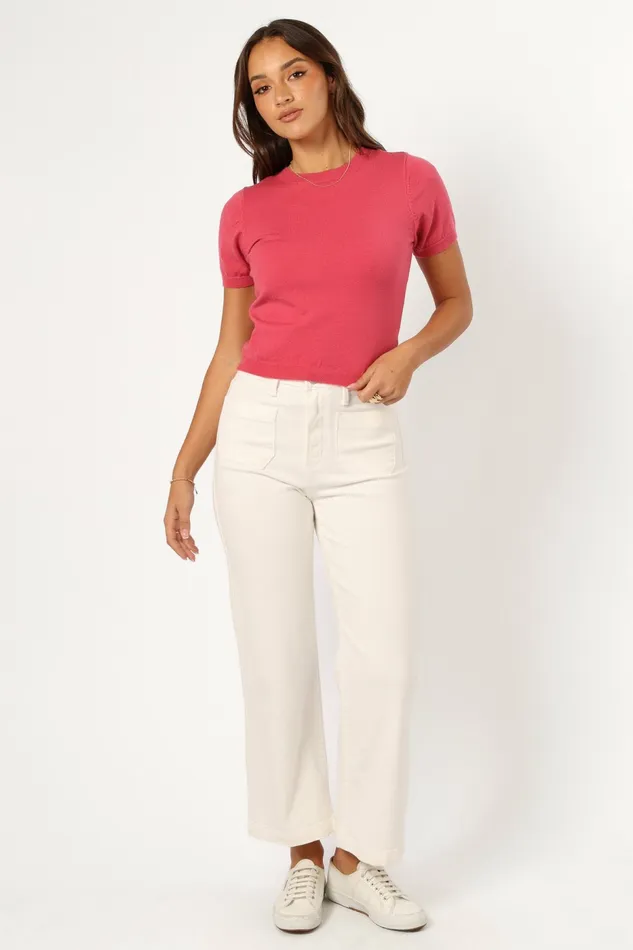 Women Petal and Pup Shannon Bow Top Fuchsia Tees
