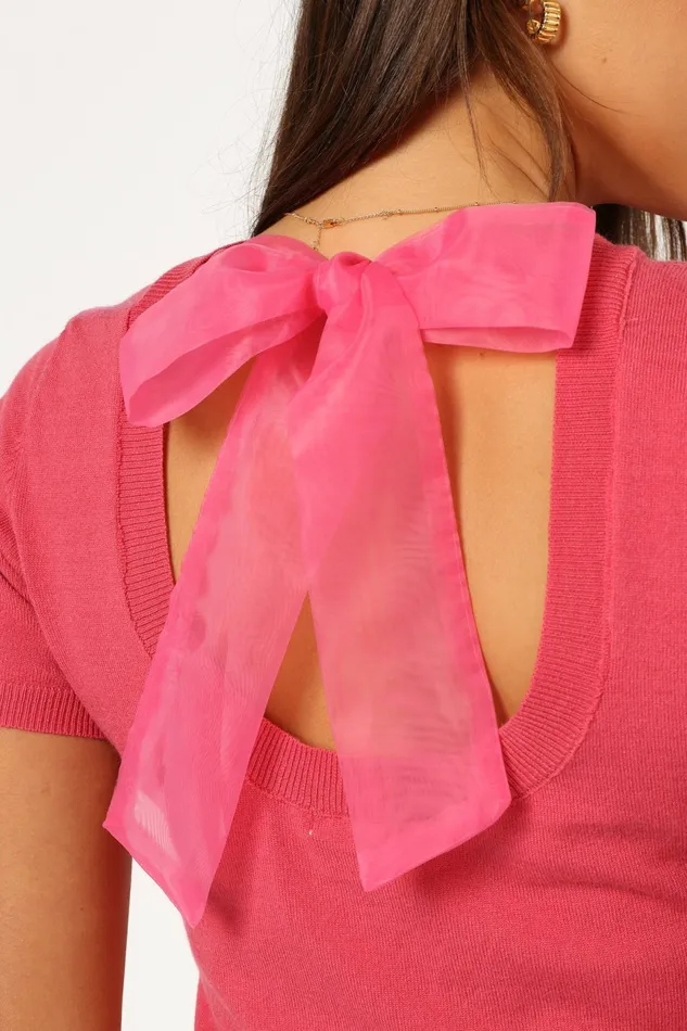 Women Petal and Pup Shannon Bow Top Fuchsia Tees