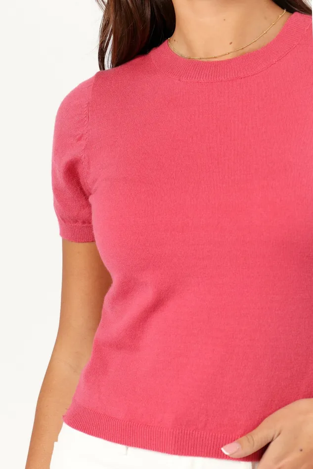 Women Petal and Pup Shannon Bow Top Fuchsia Tees