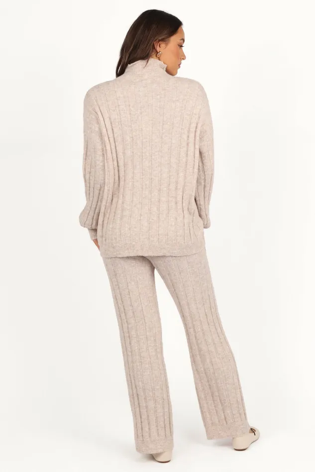 Women Petal and Pup Tahoe Ribbed Knit Set Beige Loungewear