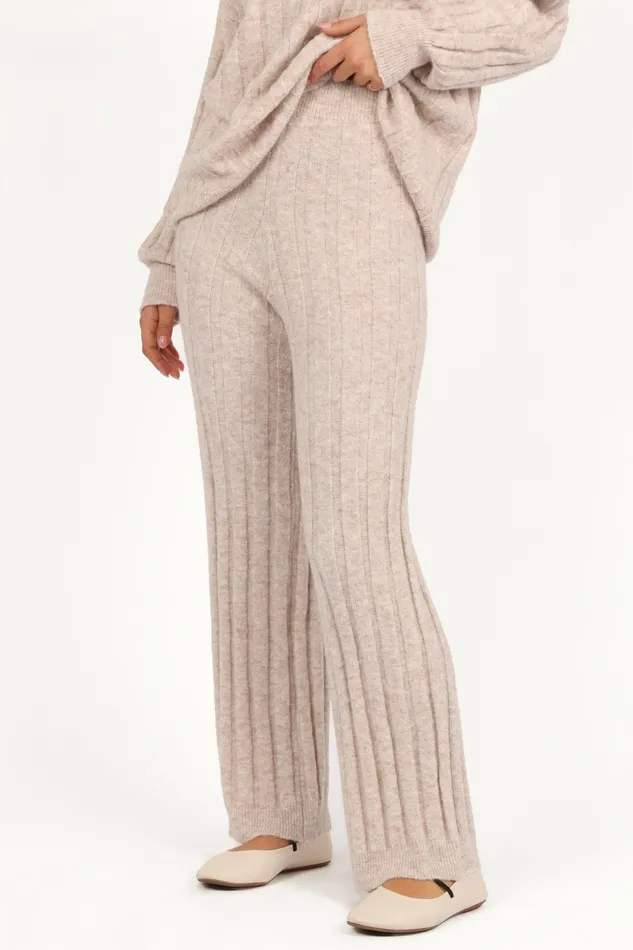 Women Petal and Pup Tahoe Ribbed Knit Set Beige Loungewear