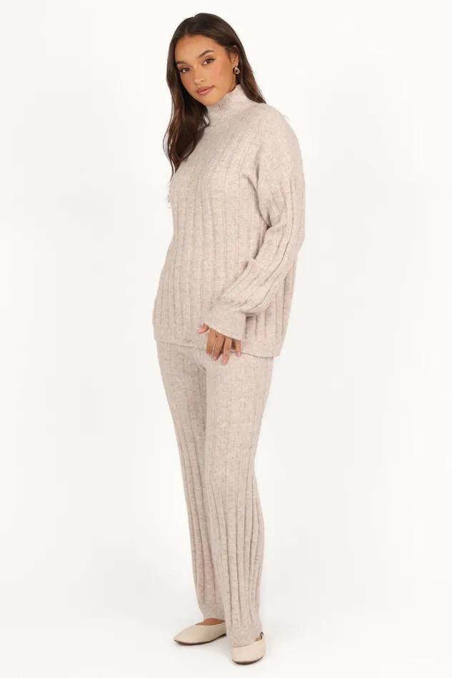 Women Petal and Pup Tahoe Ribbed Knit Set Beige Loungewear