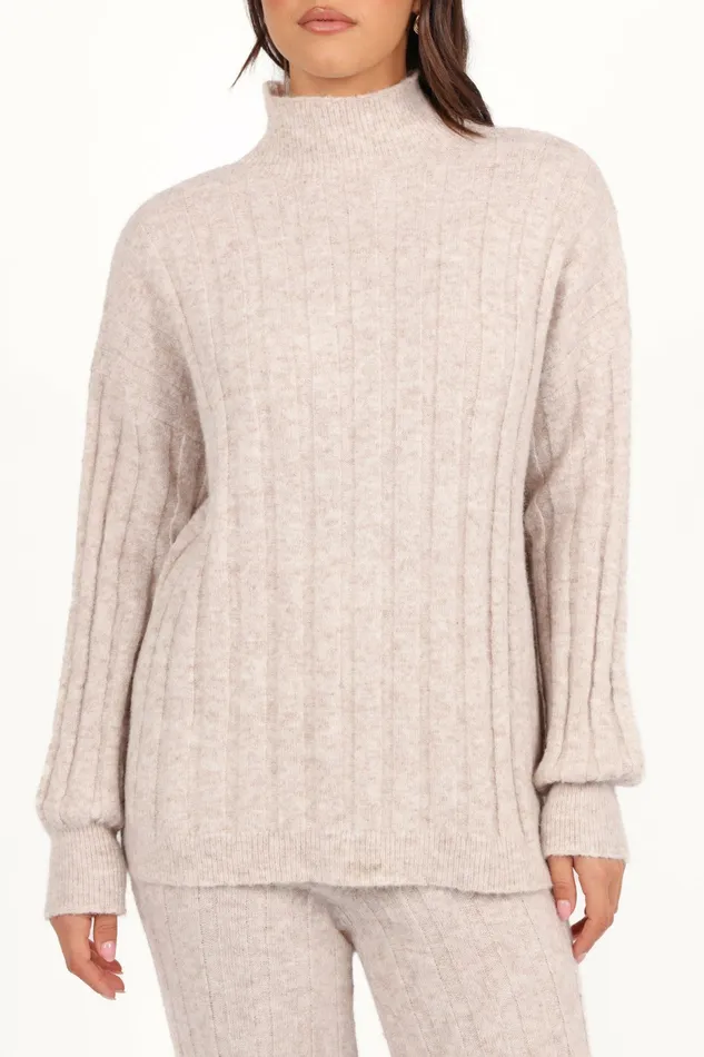 Women Petal and Pup Tahoe Ribbed Knit Set Beige Loungewear