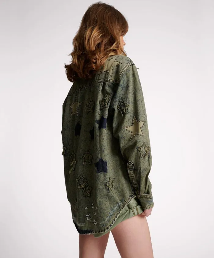 Women PETROL GREEN STAR EVERYDAY SHIRT One Teaspoon Denim Shirts Women PETROL GREEN STAR EVERYDAY SHIRT One Teaspoon Denim Shirts