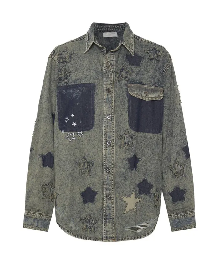 Women PETROL GREEN STAR EVERYDAY SHIRT One Teaspoon Denim Shirts Women PETROL GREEN STAR EVERYDAY SHIRT One Teaspoon Denim Shirts