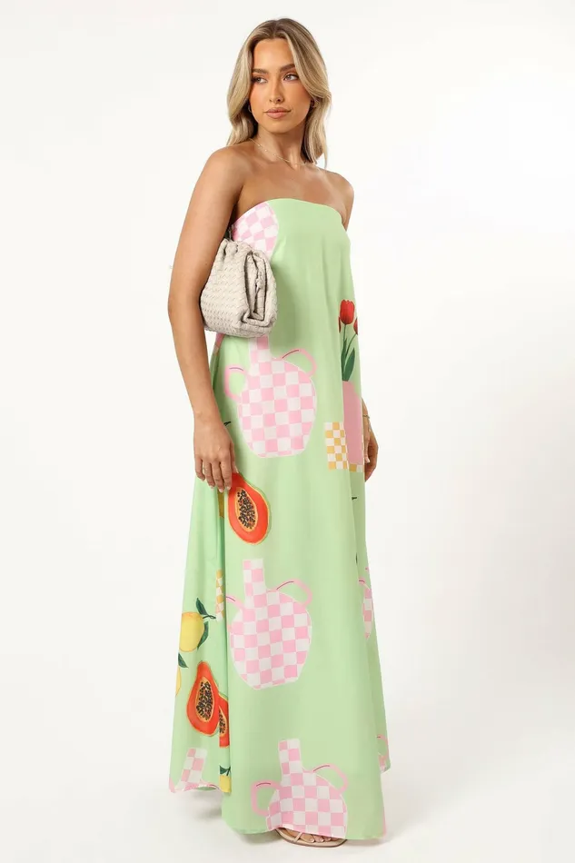 Women Piccolo Strapless Maxi Dress Green Papaya Strapless Dresses Petal and Pup Women Piccolo Strapless Maxi Dress Green Papaya Strapless Dresses Petal and Pup