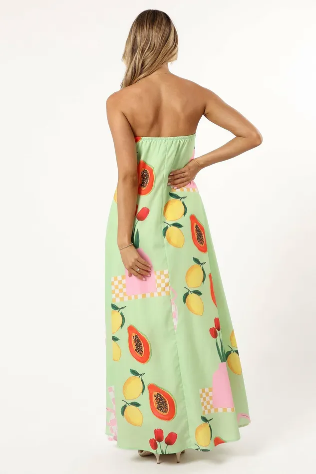 Women Piccolo Strapless Maxi Dress Green Papaya Strapless Dresses Petal and Pup