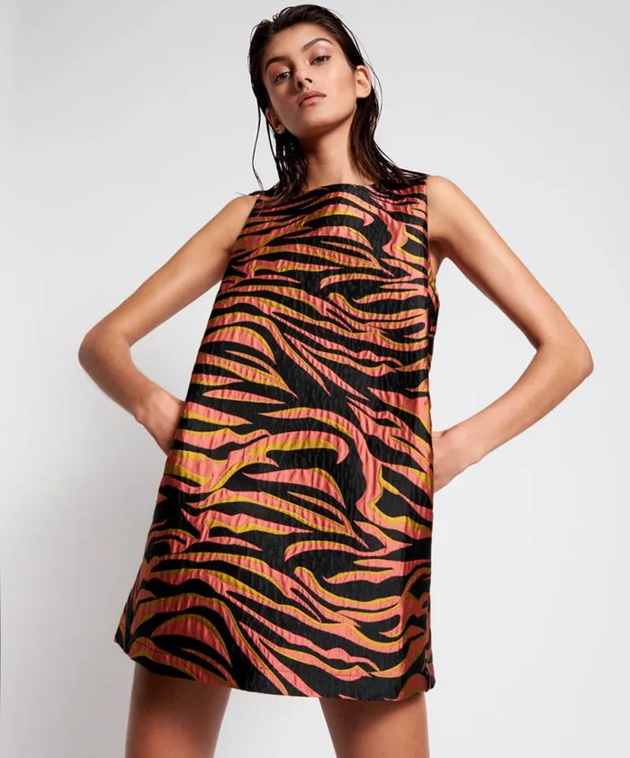 Women PINK ZEBRA SHIFT DRESS One Teaspoon Mini Dresses