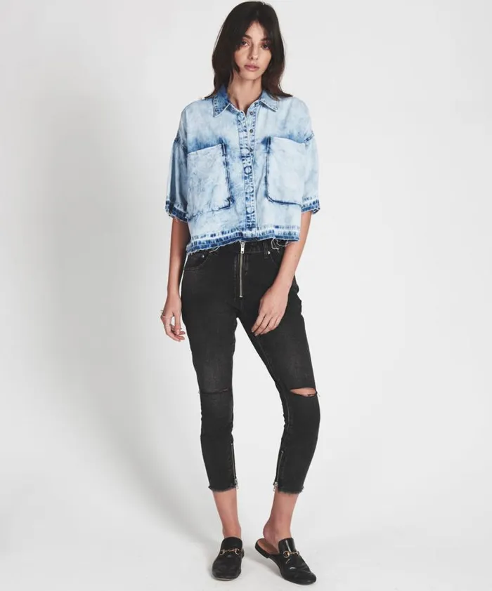 Women PIONEER DENIM SHIRT One Teaspoon Denim Tops