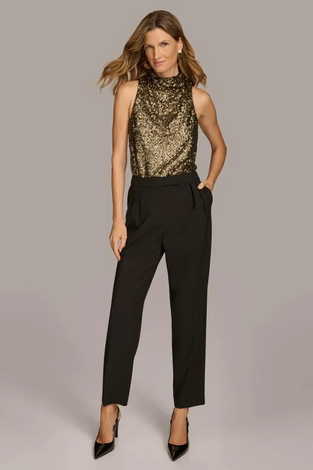 Women PLEATED STRAIGHT LEG PANT Black Donna Karan New York Pants Women PLEATED STRAIGHT LEG PANT Black Donna Karan New York Pants