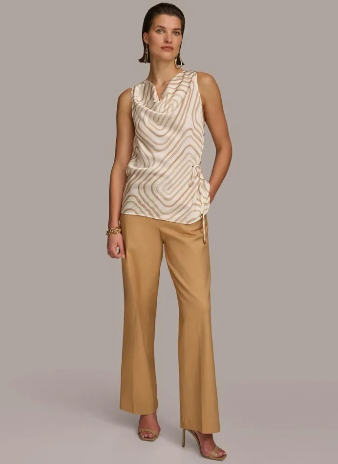 Women PRINT DRAPE NECK TOP Creamfawn Multi Donna Karan New York Sweaters And Tops Women PRINT DRAPE NECK TOP Creamfawn Multi Donna Karan New York Sweaters And Tops