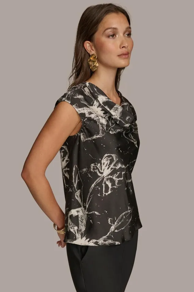 Women PRINTED SLEEVELESS COWL NECK BLOUSE Black Donna Karan New York Sweaters And Tops Women PRINTED SLEEVELESS COWL NECK BLOUSE Black Donna Karan New York Sweaters And Tops
