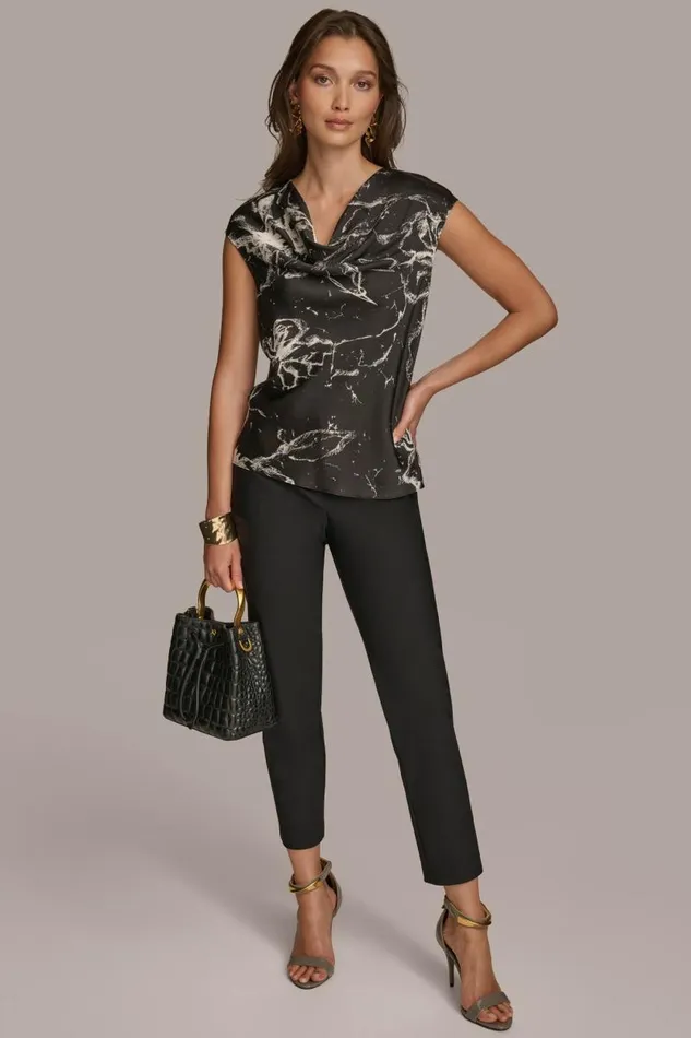 Women PRINTED SLEEVELESS COWL NECK BLOUSE Black Donna Karan New York Sweaters And Tops Women PRINTED SLEEVELESS COWL NECK BLOUSE Black Donna Karan New York Sweaters And Tops