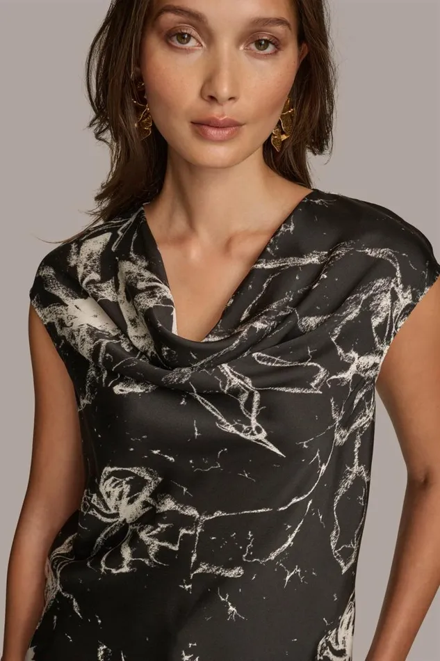 Women PRINTED SLEEVELESS COWL NECK BLOUSE Black Donna Karan New York Sweaters And Tops Women PRINTED SLEEVELESS COWL NECK BLOUSE Black Donna Karan New York Sweaters And Tops