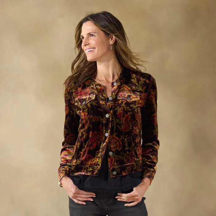 Women Printed Wren Velvet Jacket Petite Floral Sundance Catalog Petite Styles Women Printed Wren Velvet Jacket Petite Floral Sundance Catalog Petite Styles