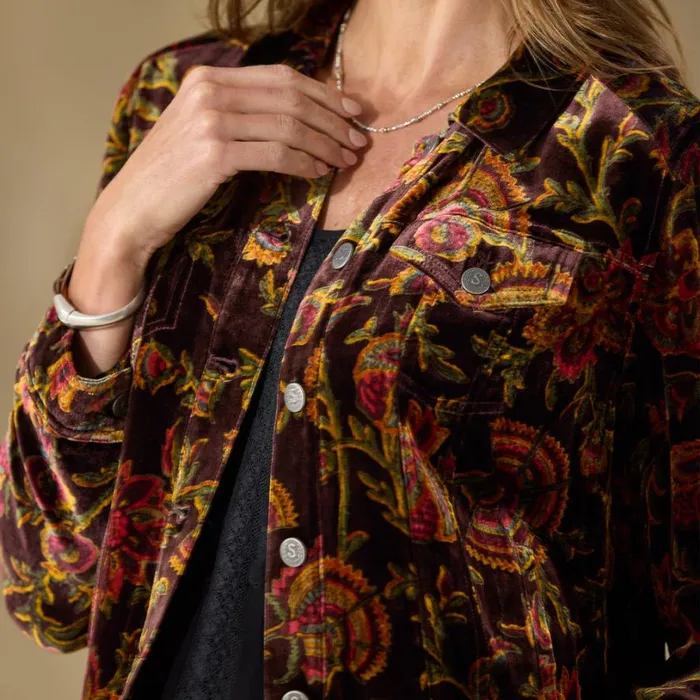 Women Printed Wren Velvet Jacket Petite Floral Sundance Catalog Petite Styles Women Printed Wren Velvet Jacket Petite Floral Sundance Catalog Petite Styles