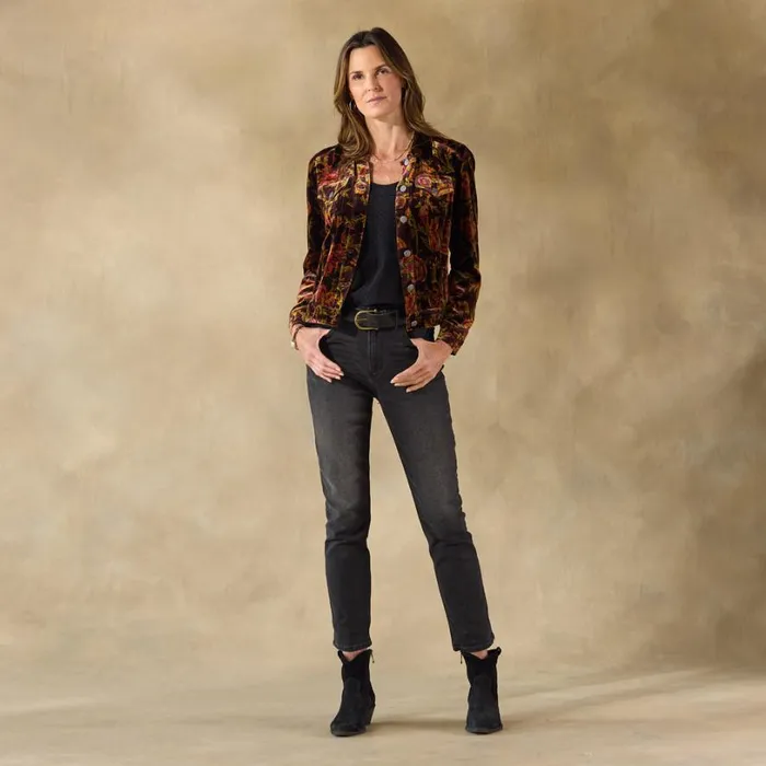 Women Printed Wren Velvet Jacket Petite Floral Sundance Catalog Petite Styles Women Printed Wren Velvet Jacket Petite Floral Sundance Catalog Petite Styles