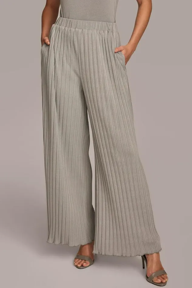 Women PULL ON PLEATED PANT Heather Iron Donna Karan New York Pants