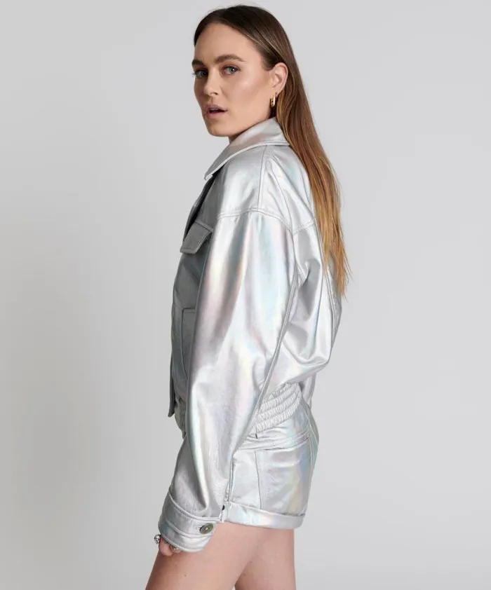 Women REVENGE METALLIC LEATHER BOMBER JACKET One Teaspoon Jackets Women REVENGE METALLIC LEATHER BOMBER JACKET One Teaspoon Jackets