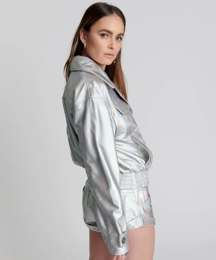 Women REVENGE METALLIC LEATHER BOMBER JACKET One Teaspoon Jackets Women REVENGE METALLIC LEATHER BOMBER JACKET One Teaspoon Jackets