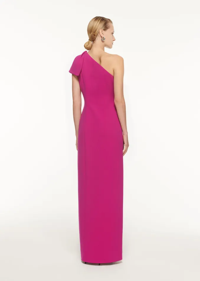 Women Roland Mouret Clothing Asymmetric Bow Stretch Cady Maxi Dress