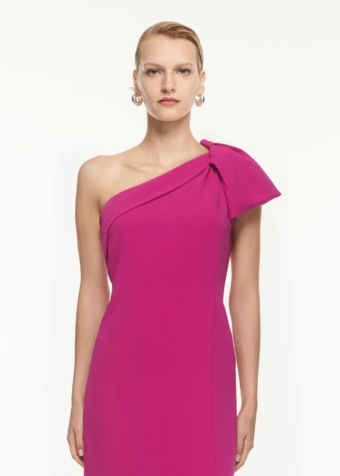 Women Roland Mouret Clothing Asymmetric Bow Stretch Cady Maxi Dress