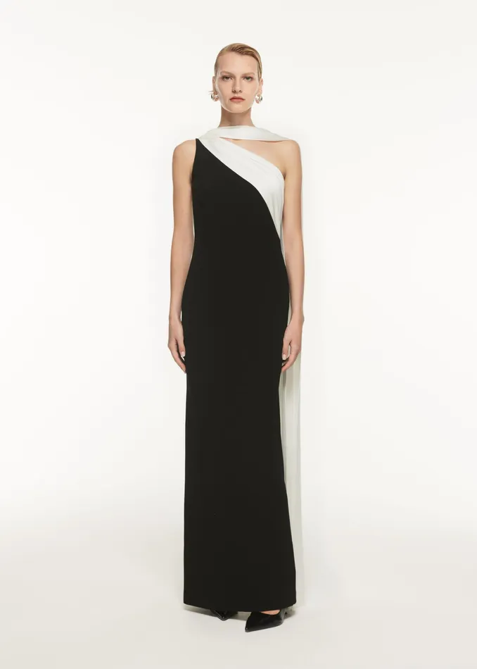 Women Roland Mouret Clothing Asymmetric Satin Sash Maxi Dress