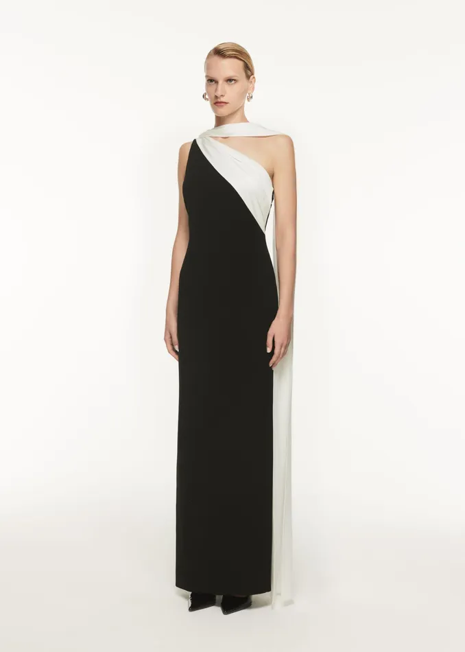 Women Roland Mouret Clothing Asymmetric Satin Sash Maxi Dress