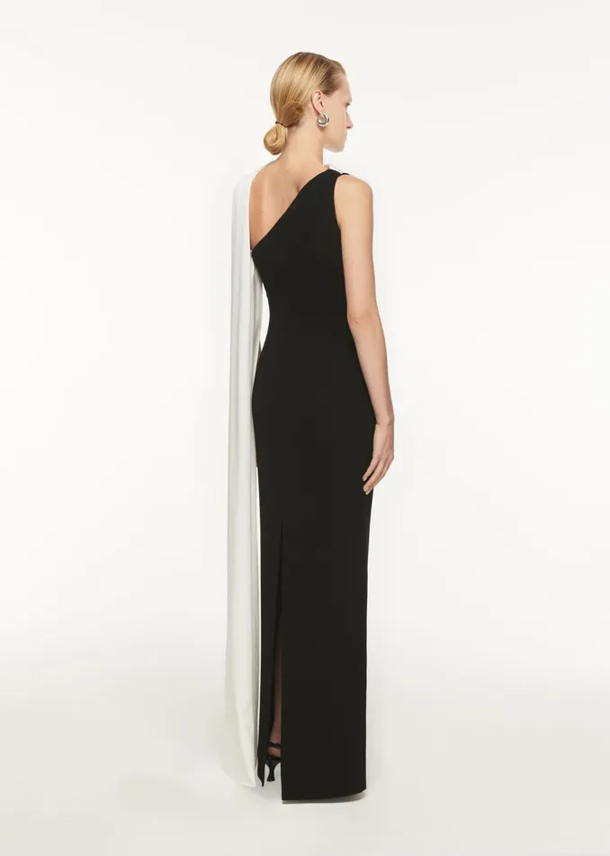 Women Roland Mouret Clothing Asymmetric Satin Sash Maxi Dress