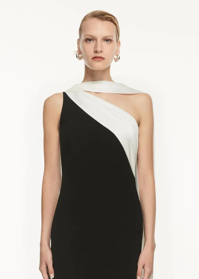 Women Roland Mouret Clothing Asymmetric Satin Sash Maxi Dress