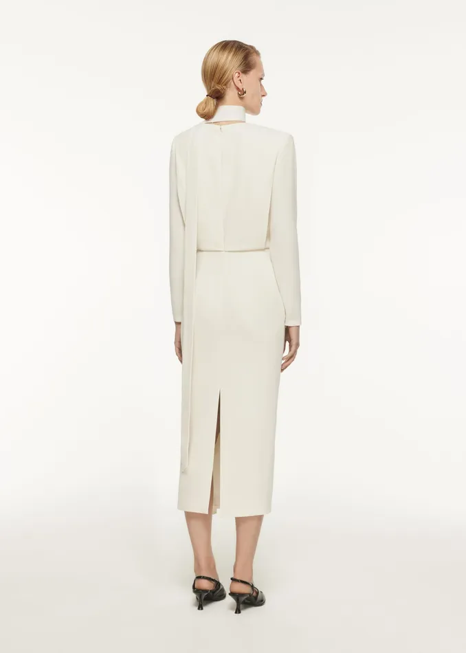 Women Roland Mouret Clothing Long Sleeve Blouson Detail Midi Dress