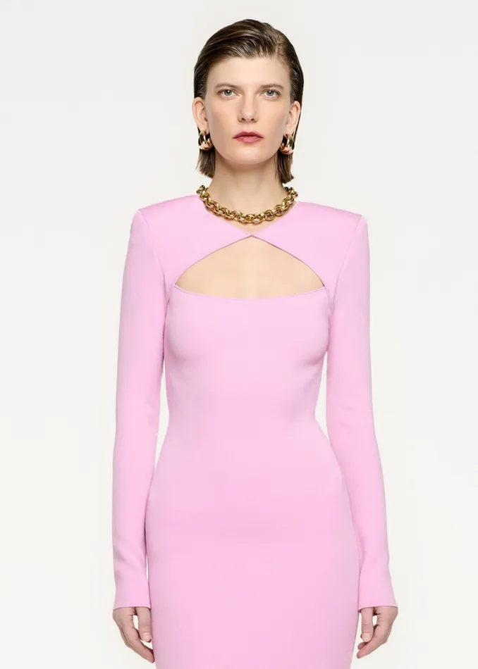 Women Roland Mouret Clothing Long Sleeve Knit Midi Dress
