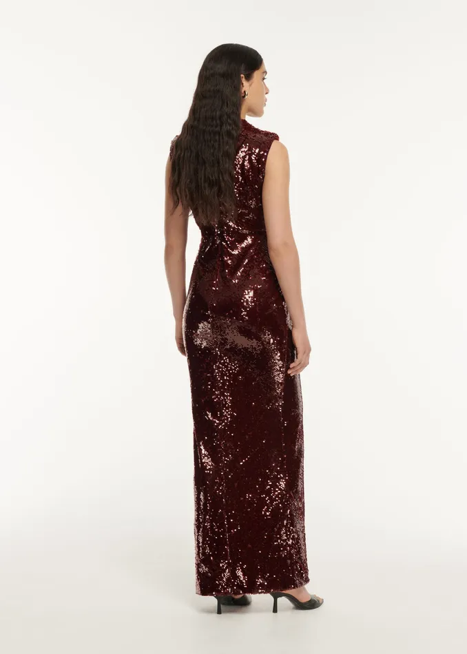 Women Roland Mouret Clothing Sequin Drape Maxi Dress