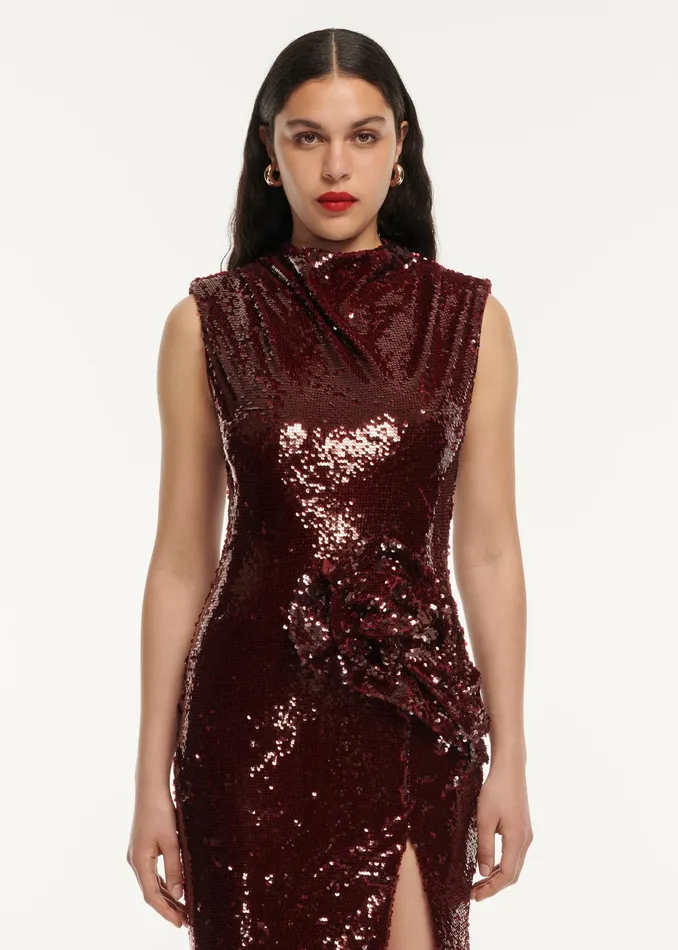 Women Roland Mouret Clothing Sequin Drape Maxi Dress