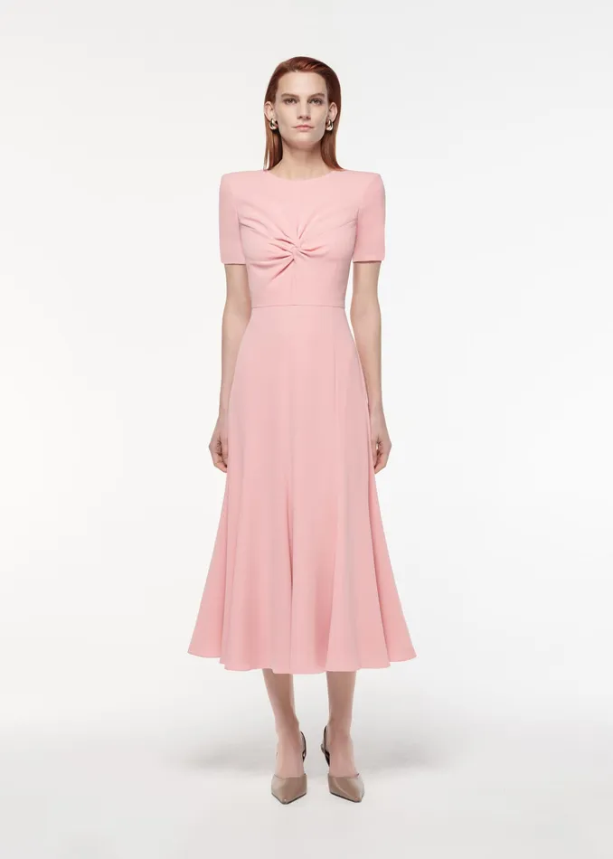Women Roland Mouret Clothing Short Sleeve Light Cady Midi Dress