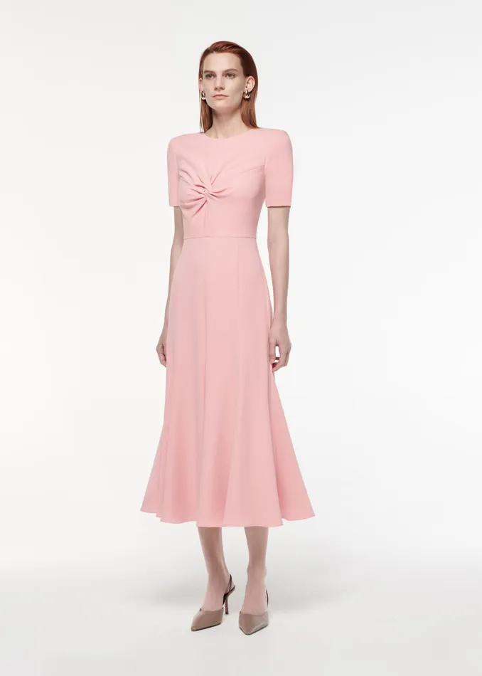 Women Roland Mouret Clothing Short Sleeve Light Cady Midi Dress