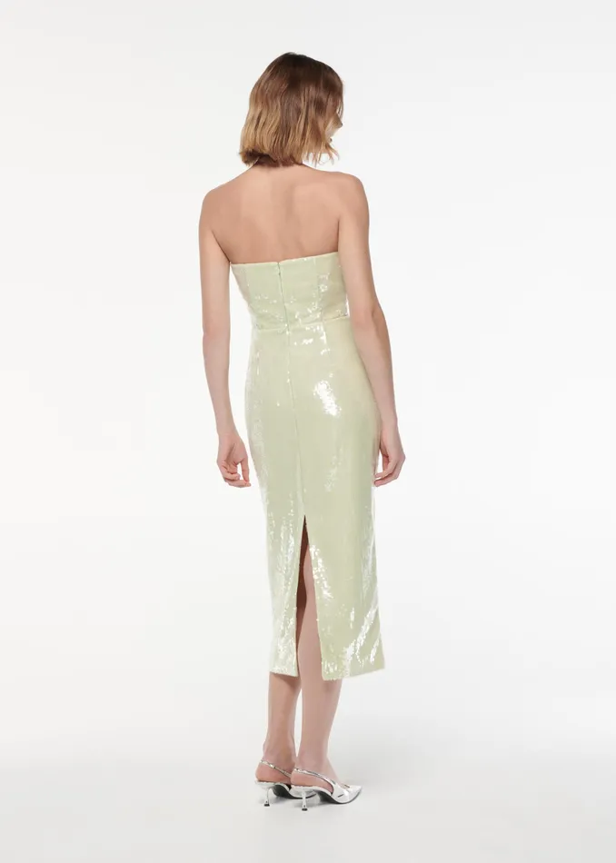 Women Roland Mouret Clothing Strapless V Neck Sequin Midi Dress